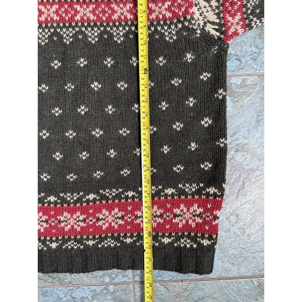 Vtg Abercrombie & Fitch Sweater Mens Nordic Y2K Small 100% Wool Isle Mock Neck